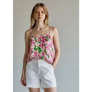 Sanctuary Floral Camisole Tank Pink Green Flowing Top NWT XL